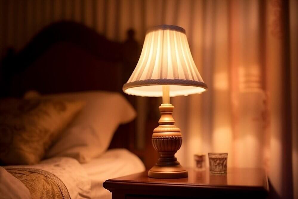 Illustration of a lamp with soft ambient light in a calm room setting